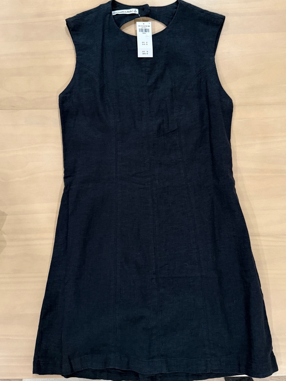 NWT Abercrombie Black Linen Mini Dress Keyhole Back